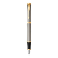 parker im fountain pen brushed metal gold trim medium nib