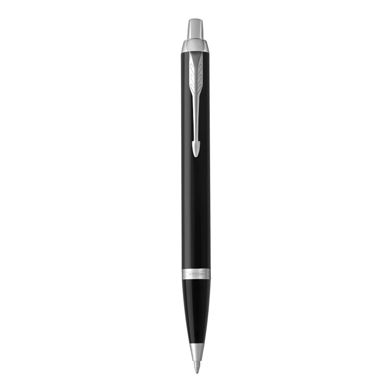 parker im ballpoint black chrome trim medium point blue pen
