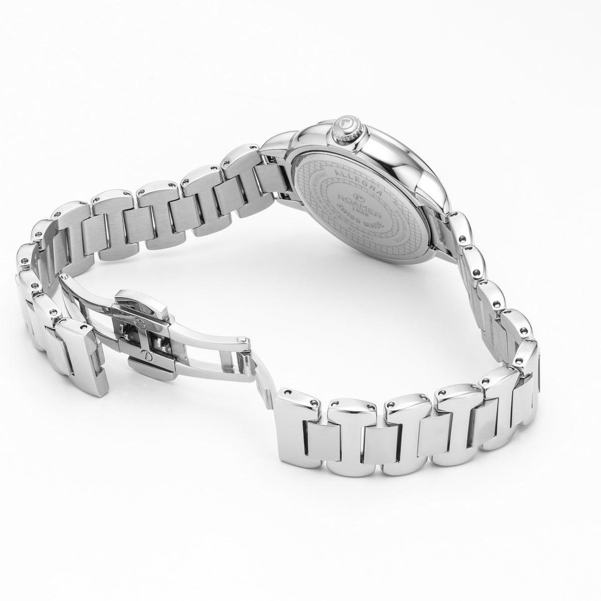 roamer allegra ladies stainless steel mop dial bracelet watch