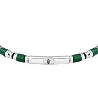 maserati jewels iconic bracelet green agate & ip black 18.5+3cm