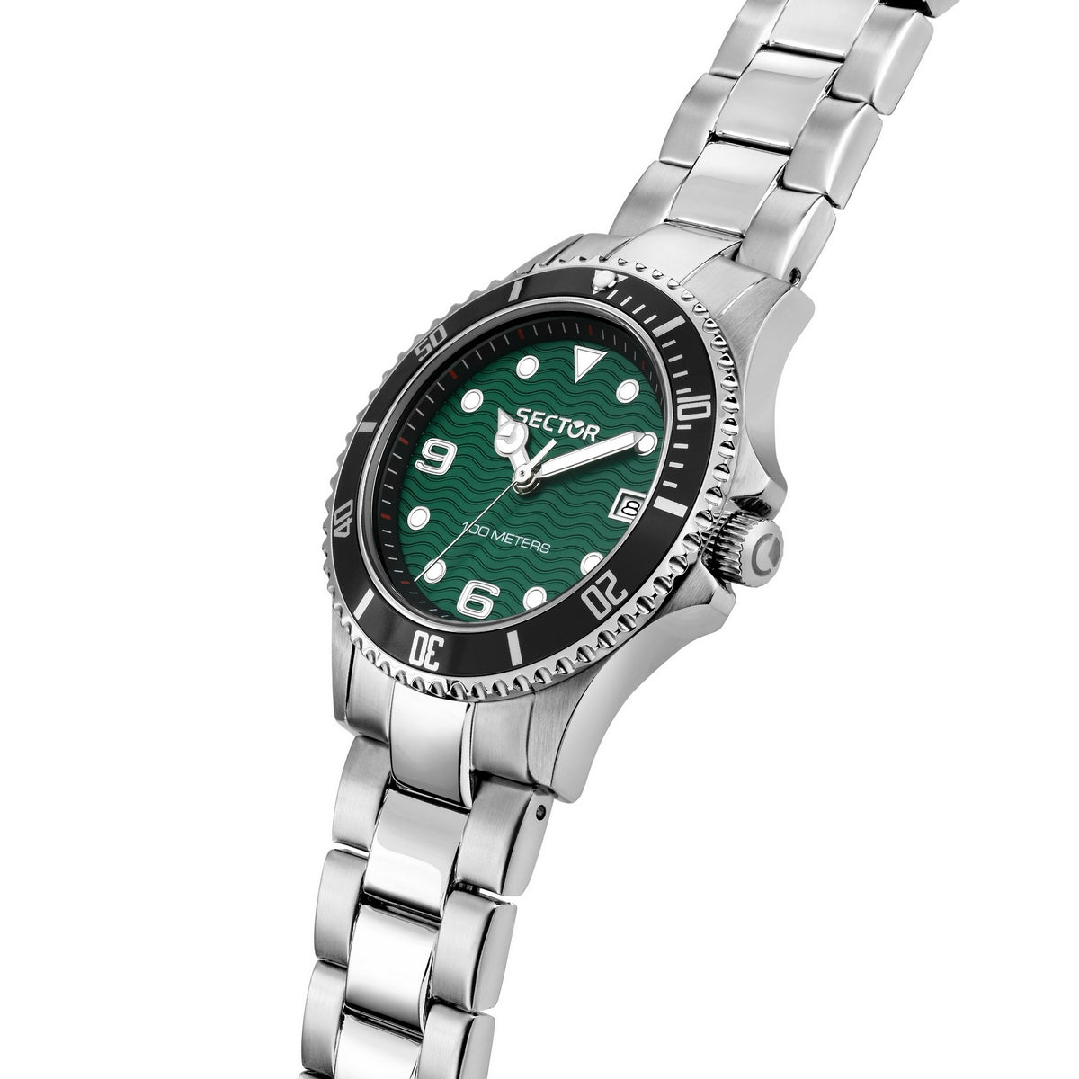 sector 230 35mm 3h green dia stainless steel bracelet bla+green st