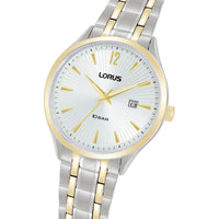 lorus quartz gents two tone white dial bracelet watch