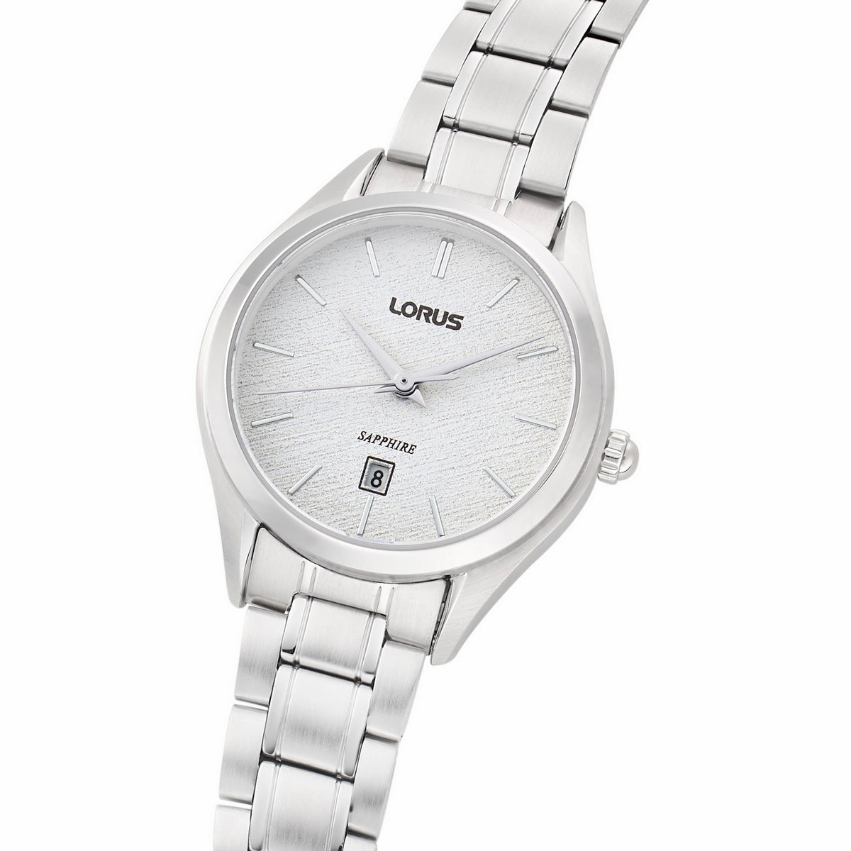 lorus quartz ladies stainless steel white dial bracelet watch