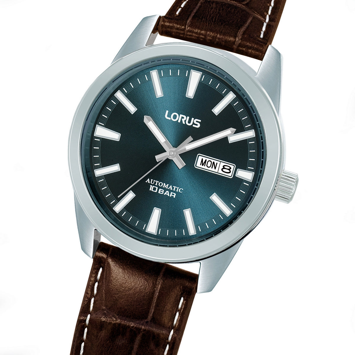 lorus automatic stainless steel blue dial strap watch