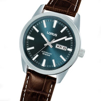lorus automatic stainless steel blue dial strap watch