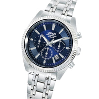 lorus quartz chronograph gents stainless steel navy dial bracelet watch