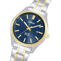 lorus solar gents two tone blue dial bracelet watch