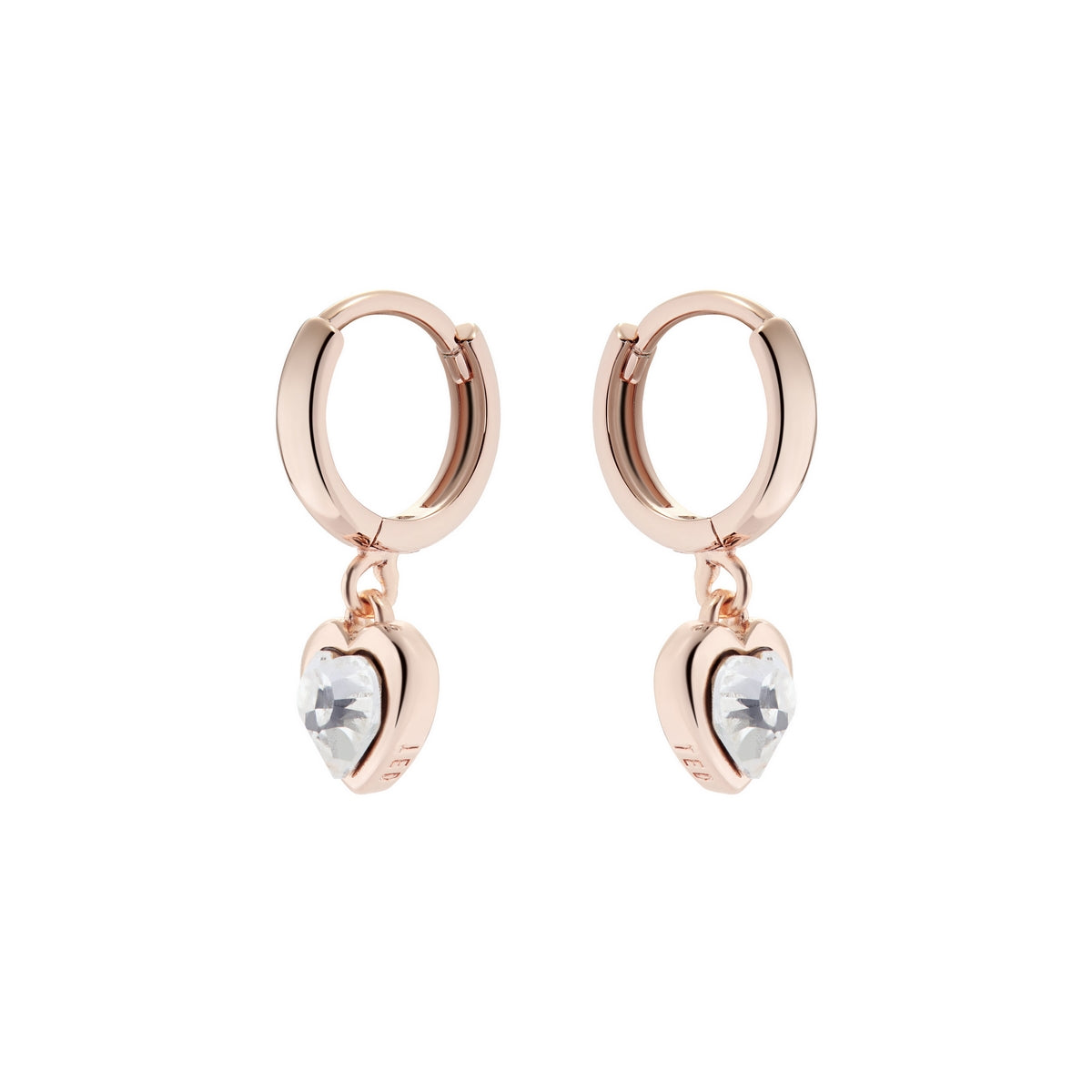 ted baker-crystal heart rose gold ear charms