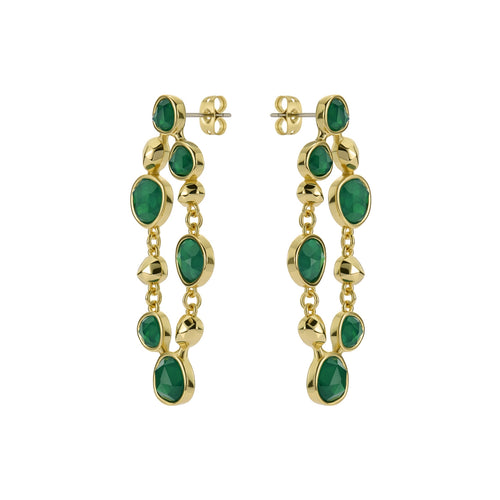 ted baker perial: pebble stone statement drop earrings gold tone, green