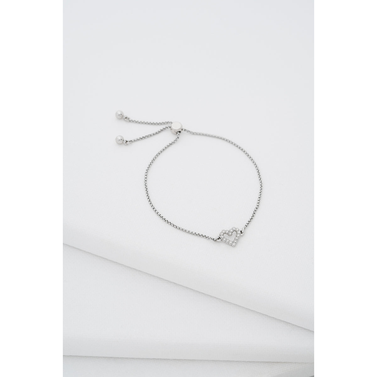 ted baker amorita: crystal halo heart adjustable bracelet , silver tone, clear crystal