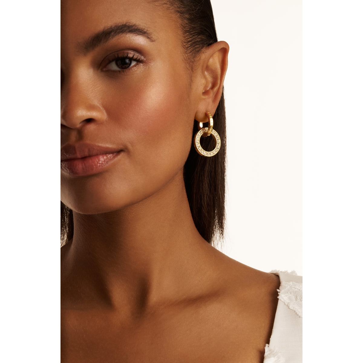 ted baker lina: double link crystal drop earrings gold tone