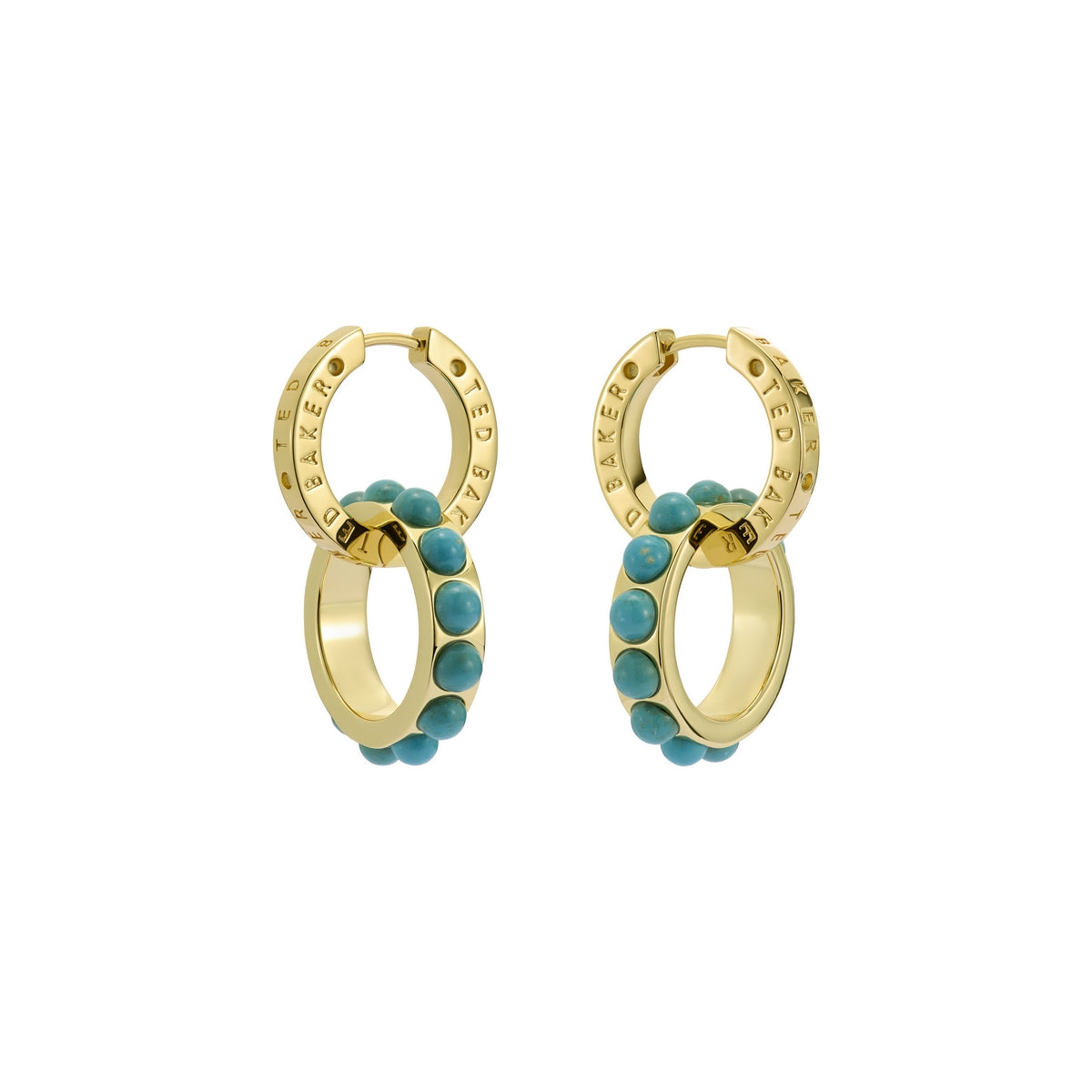 ted baker lorrie: double logo link drop earrings gold tone