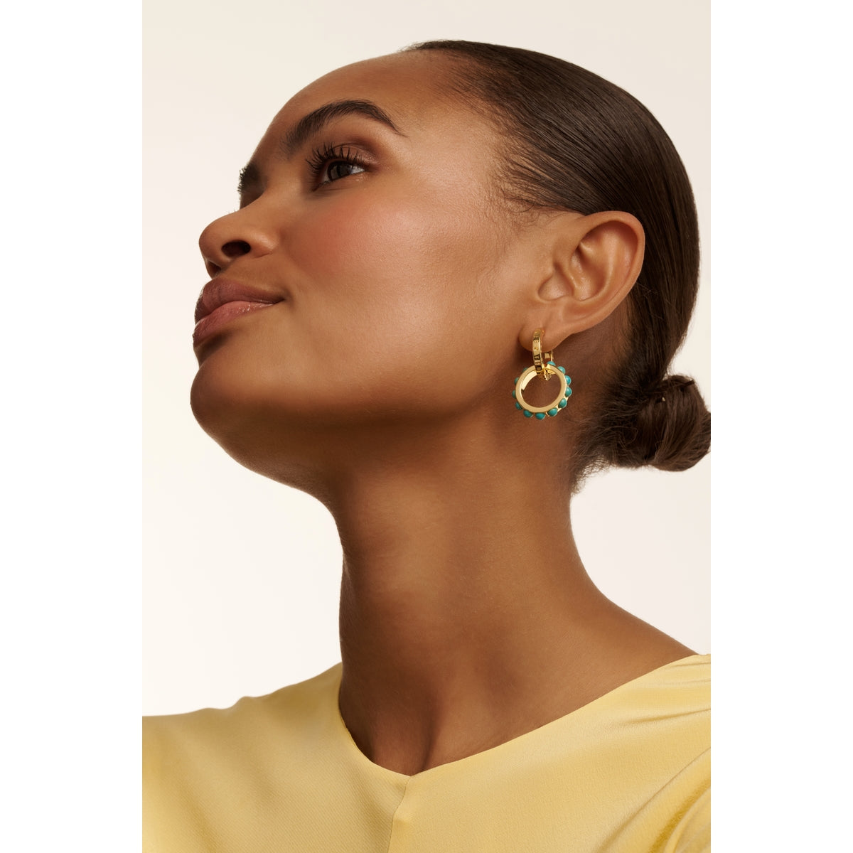ted baker lorrie: double logo link drop earrings gold tone