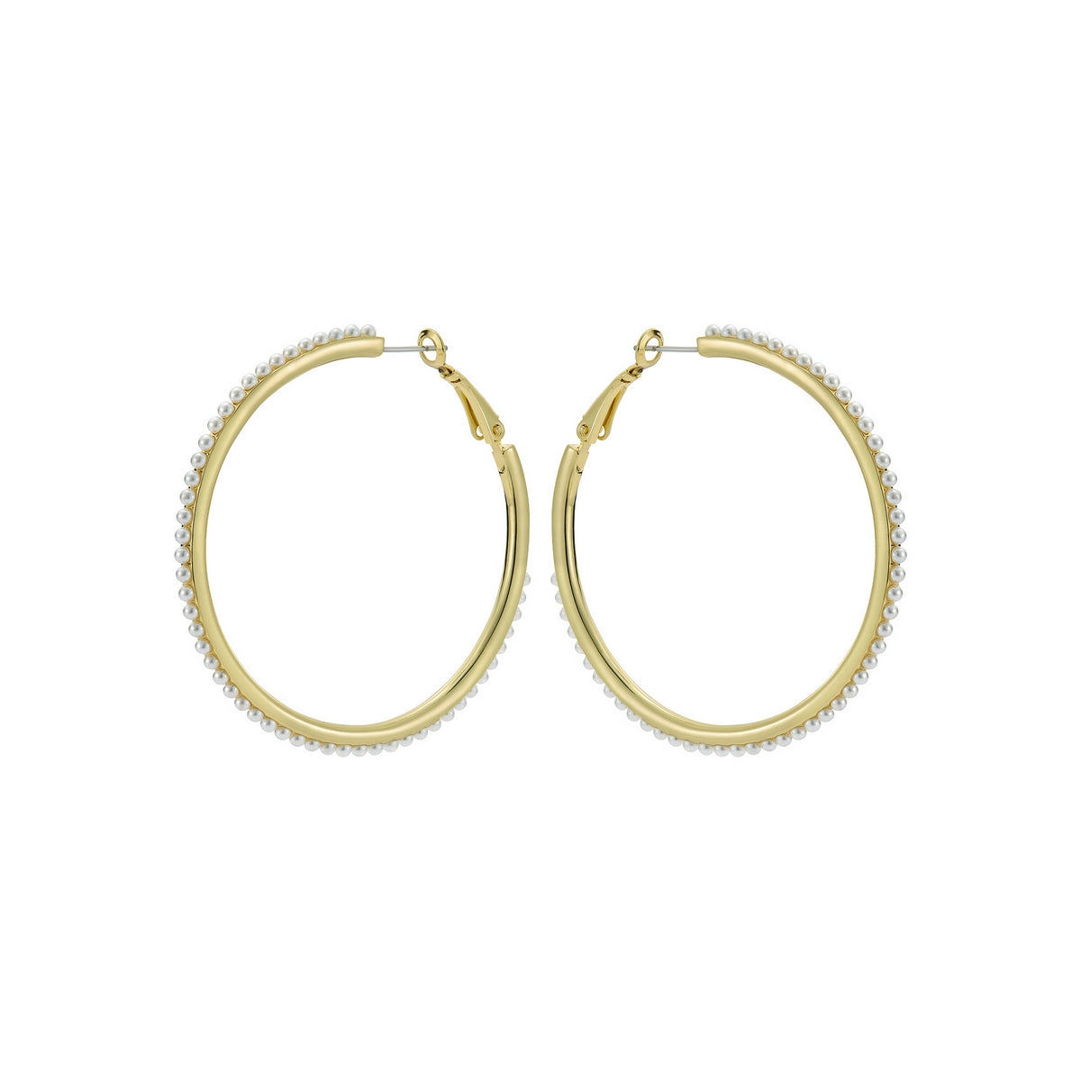 ted baker perla: large pearl hoop earrings, gold tone, pearl