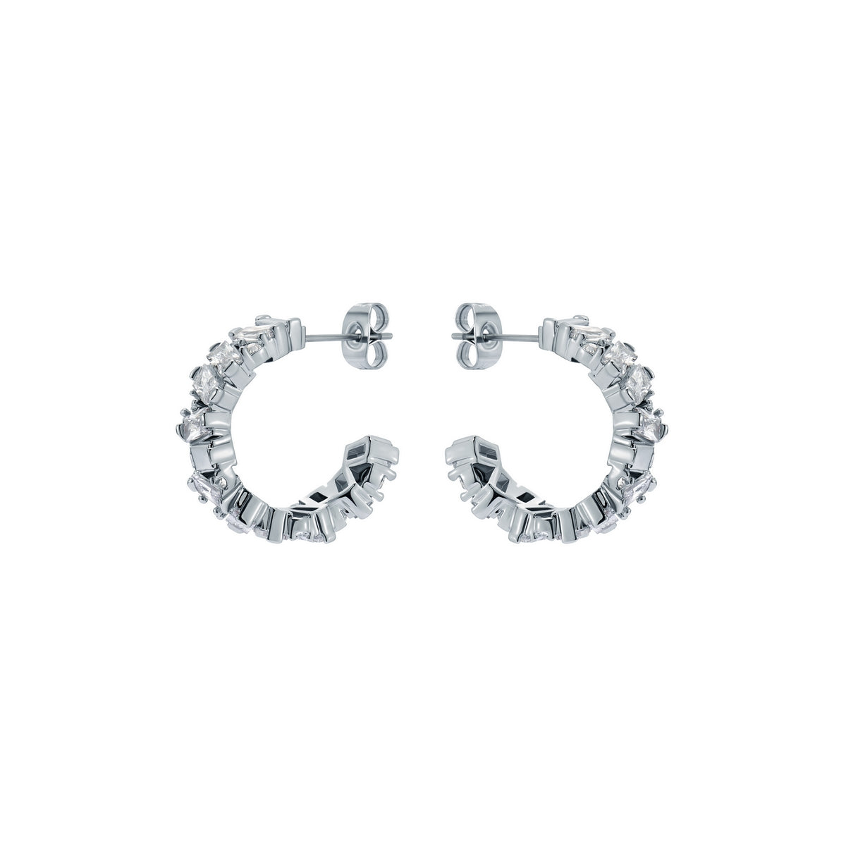ted baker clarence: crystal cluster hoop earrings silver tone