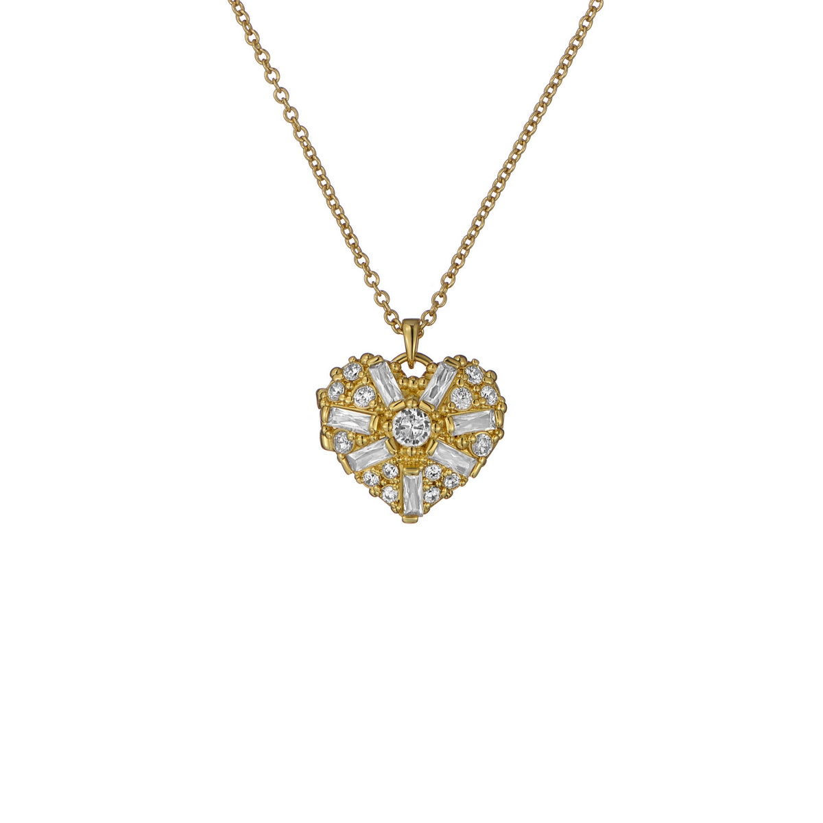 ted baker cherish: crystal cluster heart locket pendant necklace gold tone