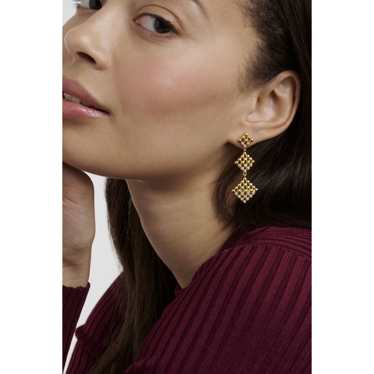 ted baker boa: crystal bobble diamond gold tone drop earrings