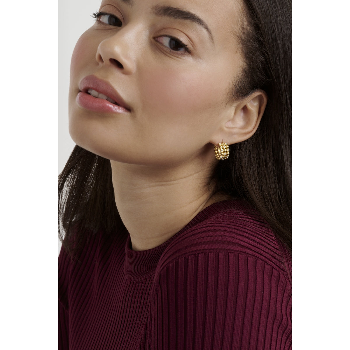 ted baker bonny: crystal bobble small gold tone hoop earrings