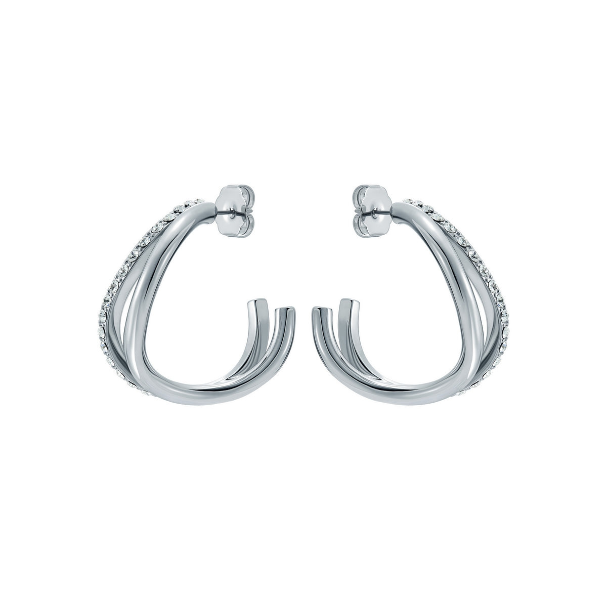 ted baker wayva: jewelled wave crystal silver tone large hoop earrings