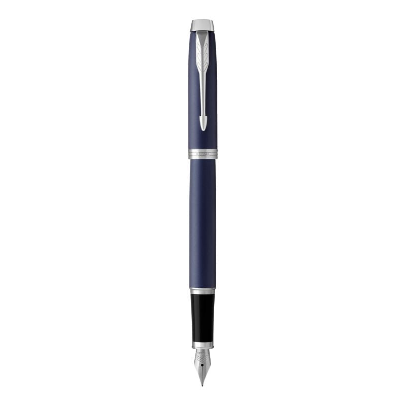 parker im fountain pen blue chrome trim medium nib