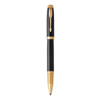 parker im rollerball premium black gold trim fine pen