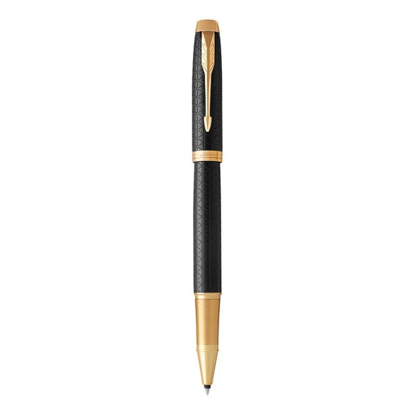 parker im rollerball premium black gold trim fine pen
