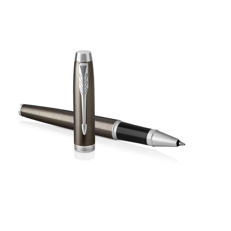 parker im rollerball dark espresso chrome trim fine point black pen