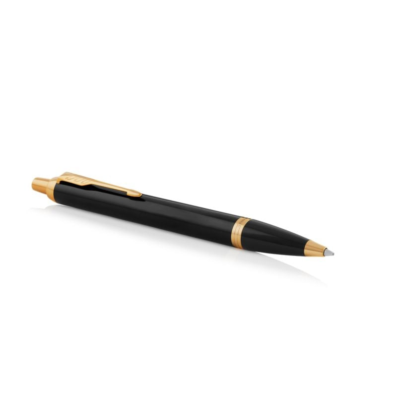 parker im ballpoint black gold trim medium point blue pen