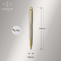 parker im duo gift set with ballpoint pen & rollerball pen brushed metal with gold trim black ink refill & cartridge