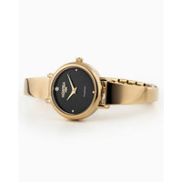 roamer elegance diamond round gold plated black dial watch
