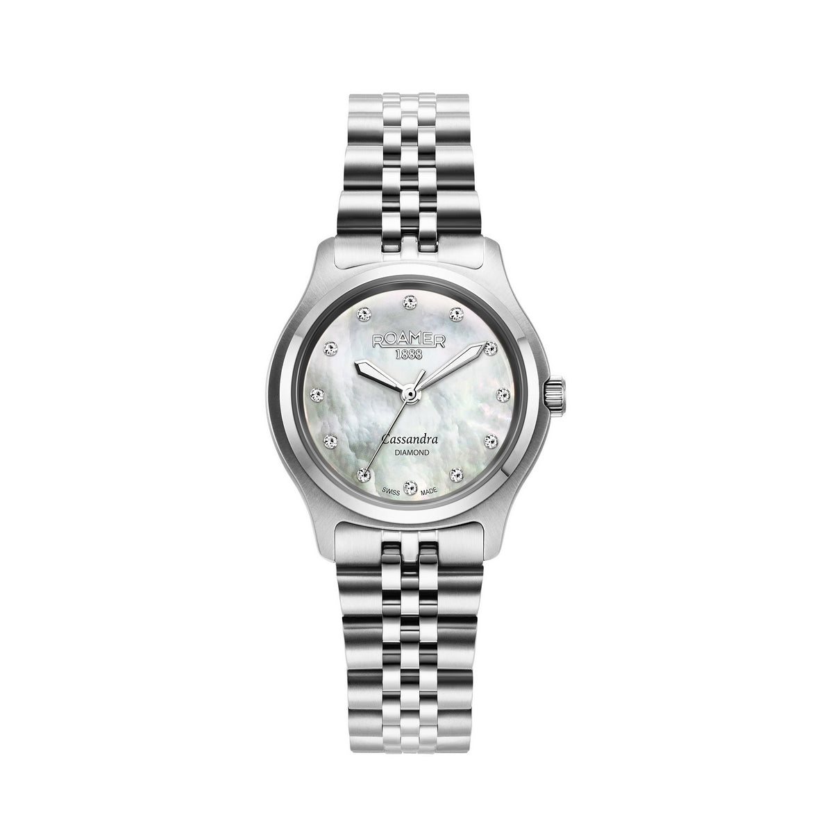 roamer cassandra diamond 31 mm stainless steel quartz watch mop dial