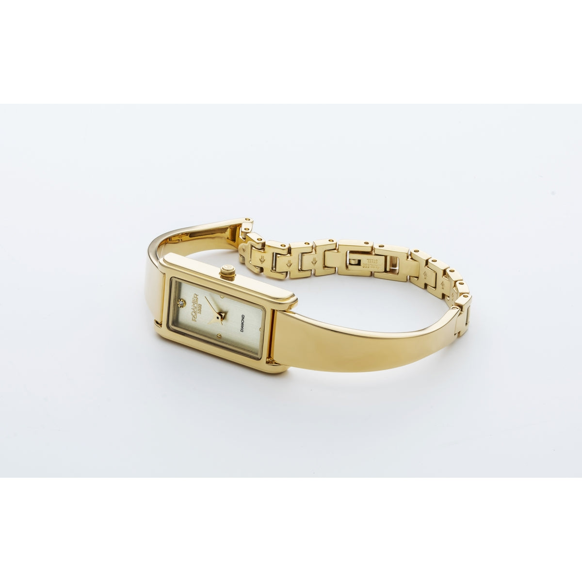 roamer elegent diamond ladies gold plated champagne dial bracelet watch