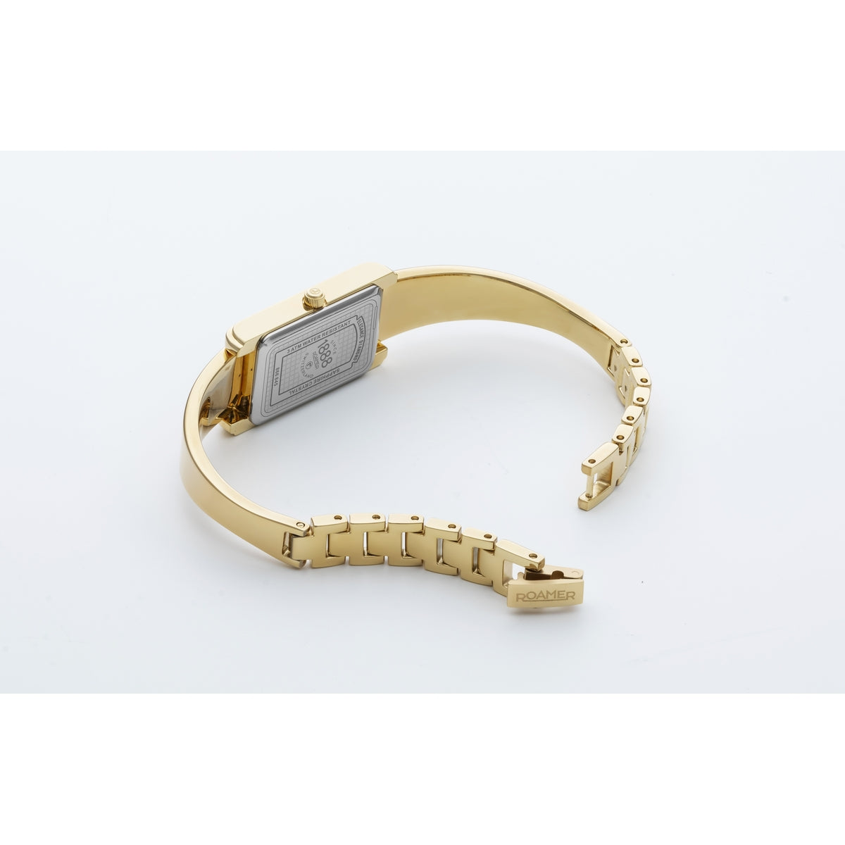 roamer elegent diamond ladies gold plated champagne dial bracelet watch