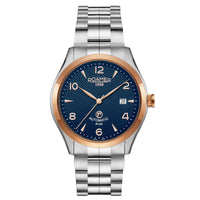 roamer r-100 automatic gents two tone blue dial stainless steel bracelet watch