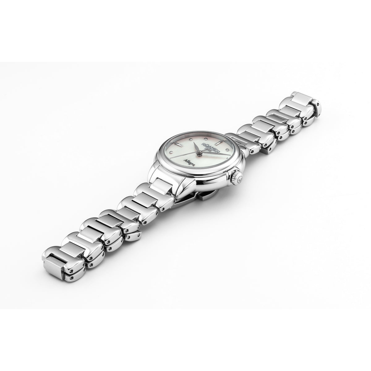 roamer allegra ladies stainless steel mop dial bracelet watch
