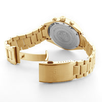 roamer pro chronograph gents gold plated black dial bracelet watch