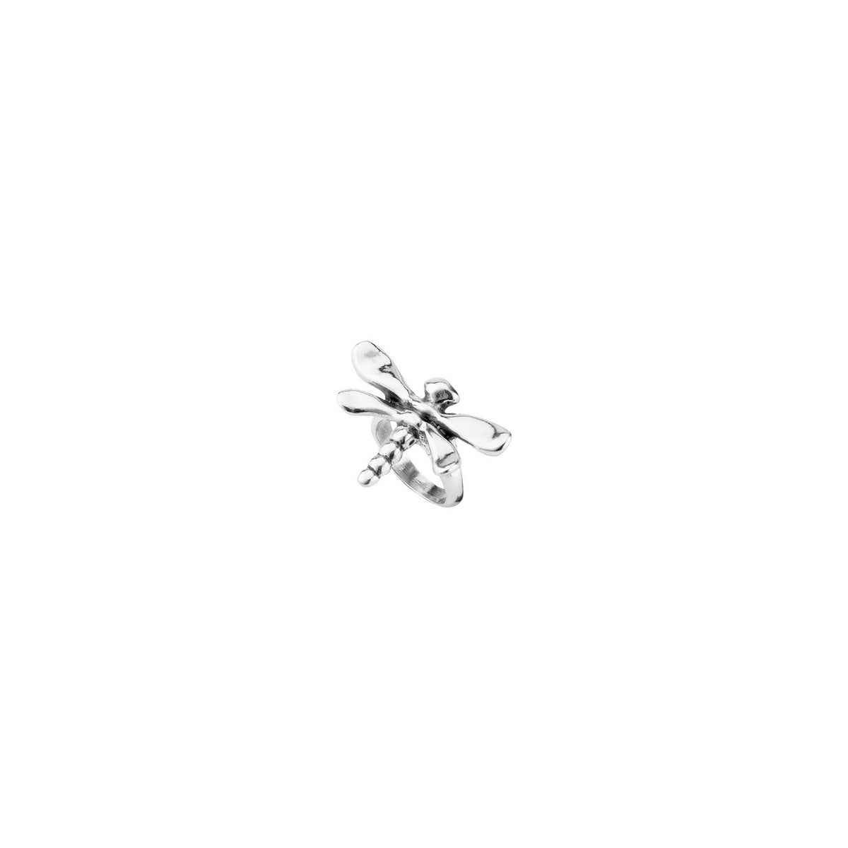uno de 50 my dragon-fly 17.5mm metal ring clad with silver