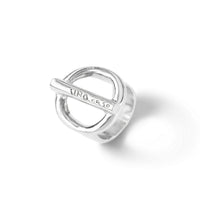 uno de 50 on / off 18mm ring in brass clad with silver.