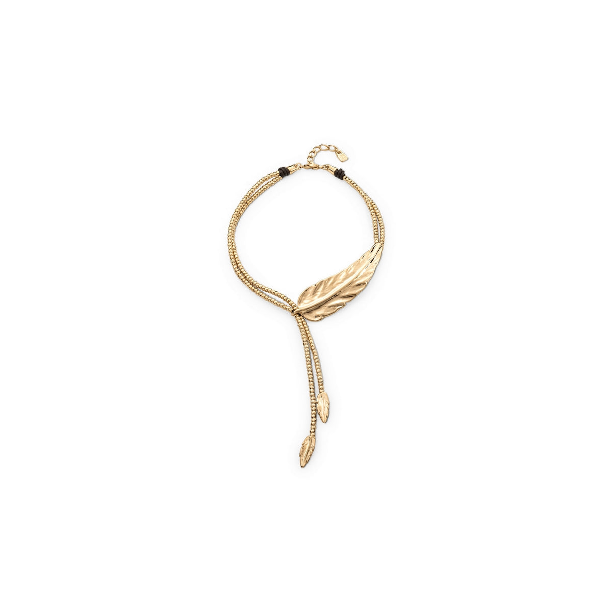 uno de 50 feather gold plated metal alloy necklace with feather shape