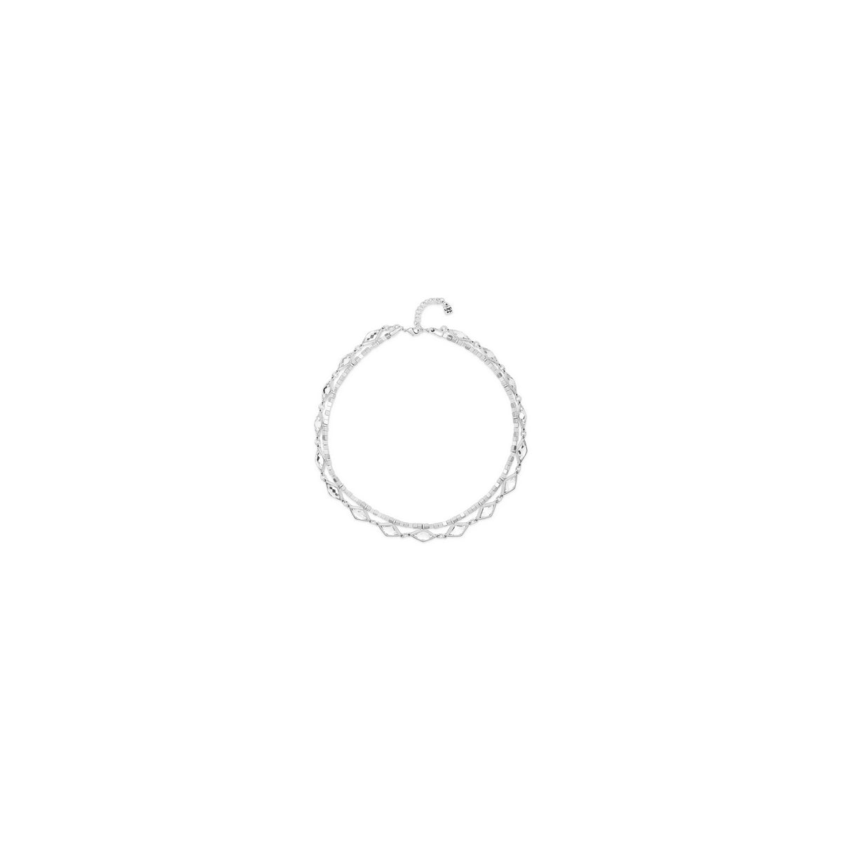 uno de 50 short 1-strap silver-plated metal alloy necklace and charm with faceted crystal