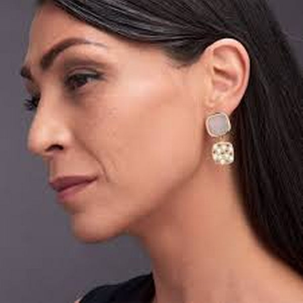 aquaforte caramelle reverse earrings with cognac glass paste and reverse pav�