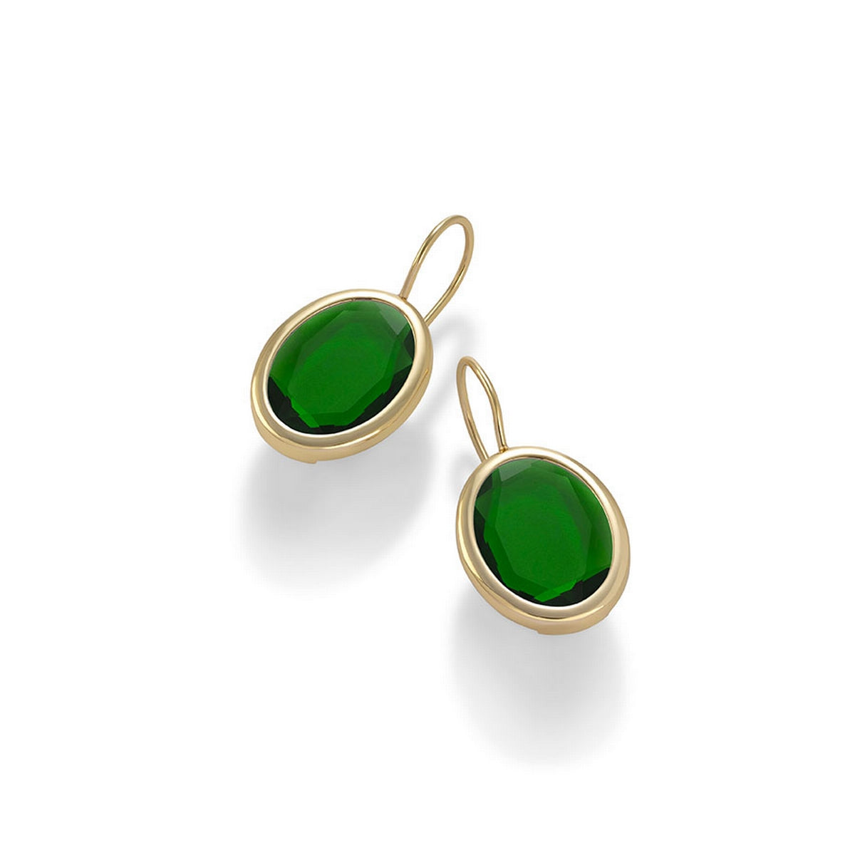 aquaforte caramelle ovali leverback earrings with bottle-green  faceted venitian glass