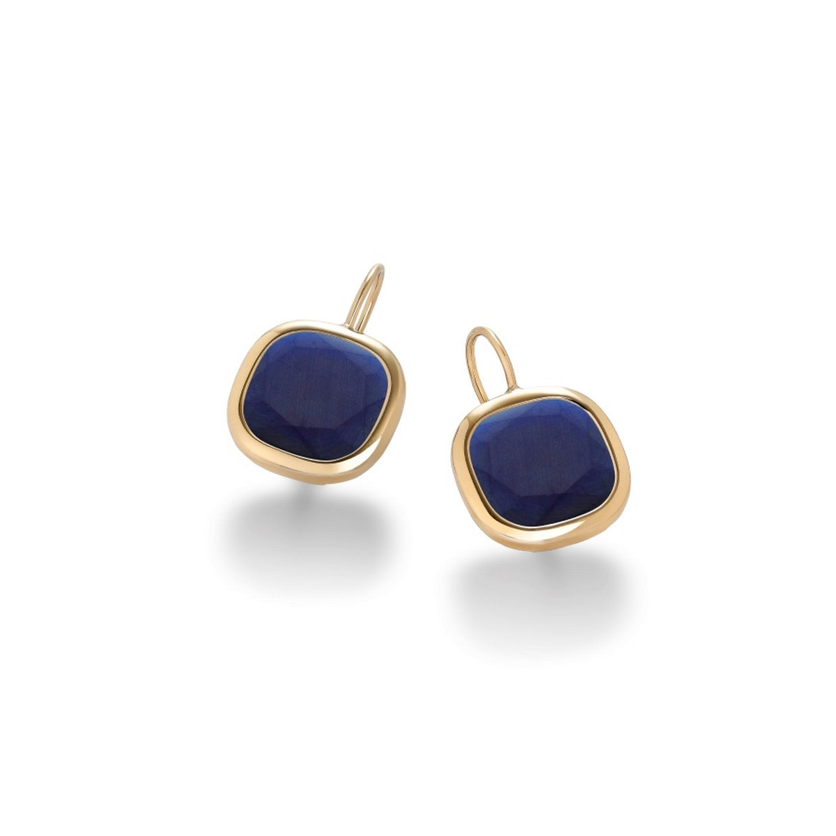 aquaforte caramelle reverse lever earrings with satin blue glass paste