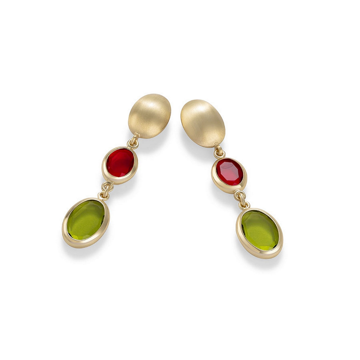 aquaforte caramelle ovali pendant earrings with two different faceted venitian glass