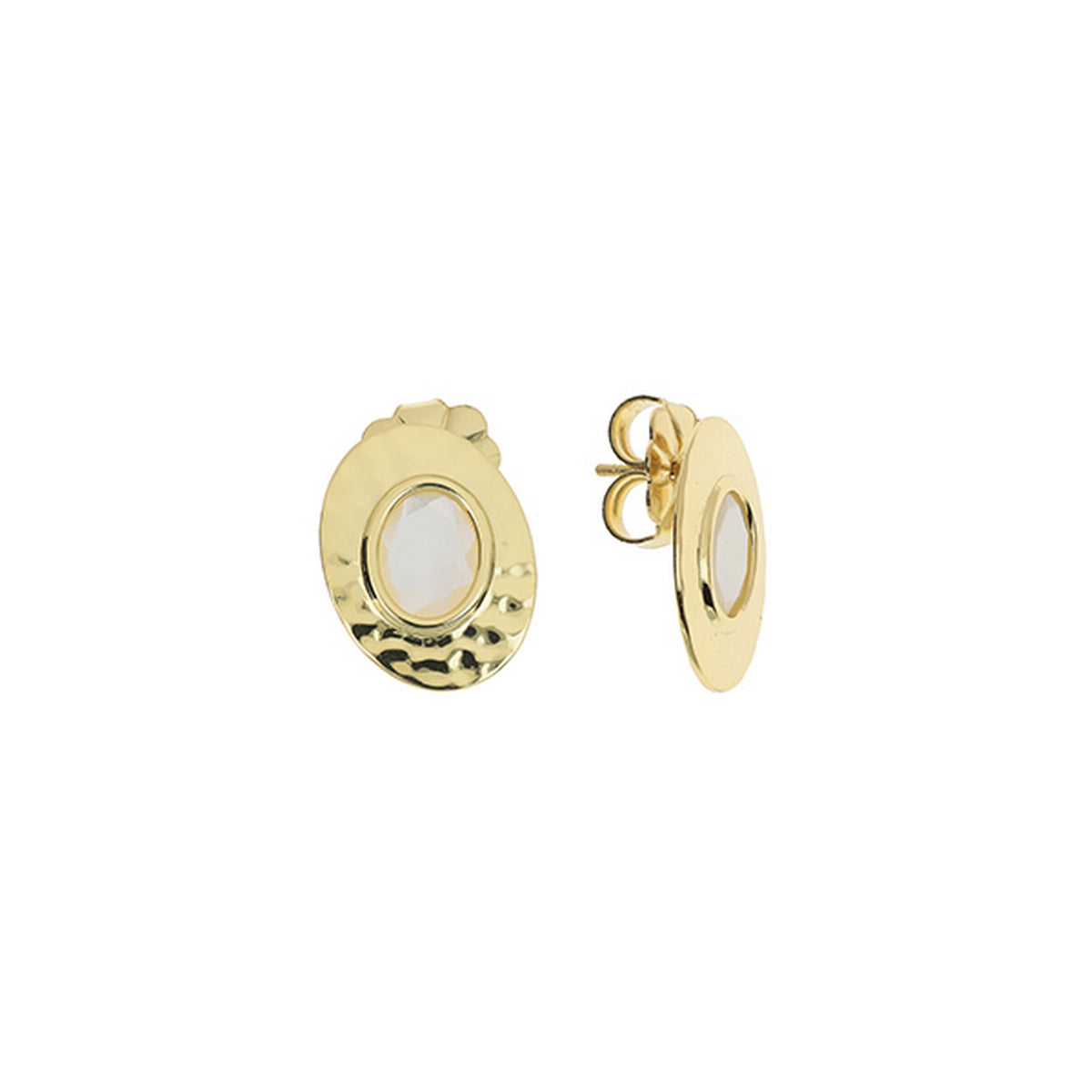 aquaforte nuova retro mother of pearl round inset earrings