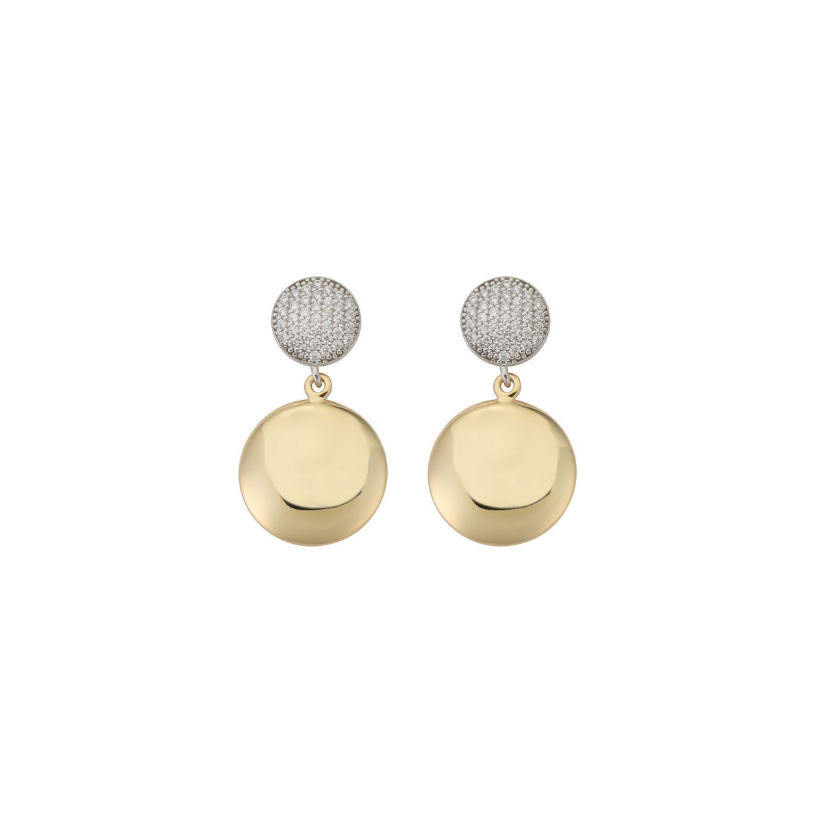 aquaforte i bicolore dangling earrings  with pave' cubic zirconia