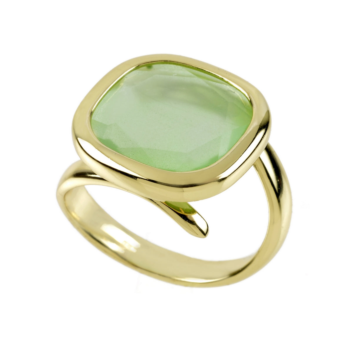 aquaforte aquacaramelle ring with milky green faceted glass stone