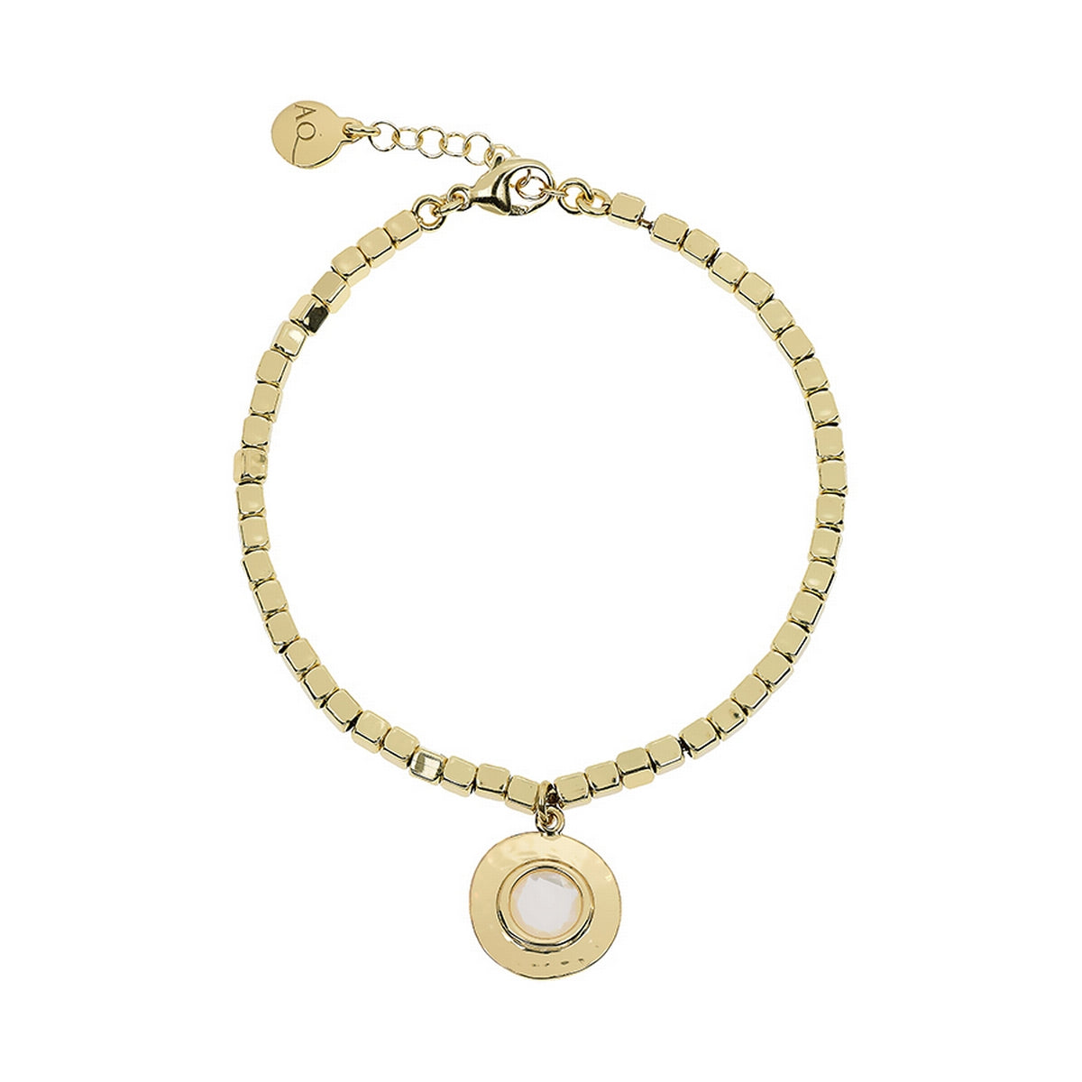 aquaforte nuova retro mother of pearl round inset bracelet