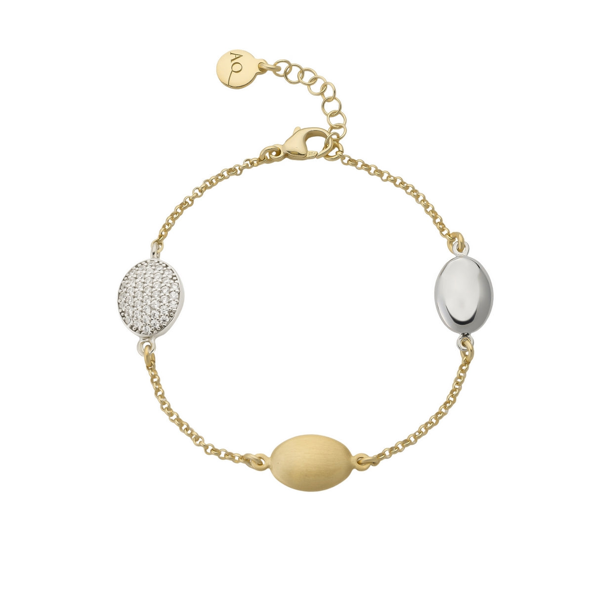 aquaforte i bicolore bracelet with pave' cubic zirconia
