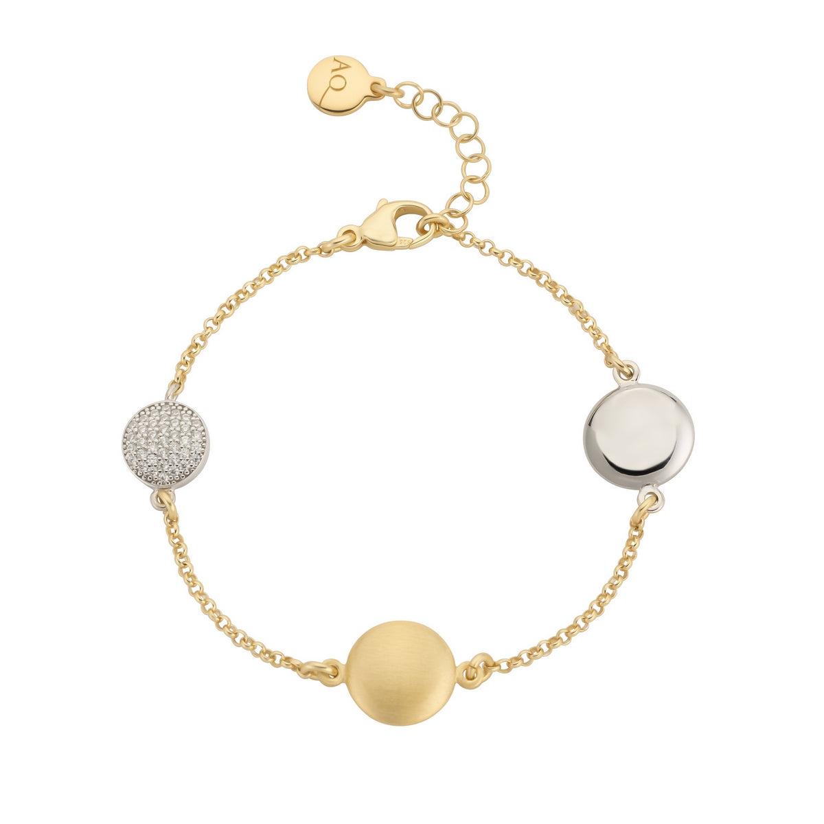aquaforte i bicolore bracelet with pave' cubic zirconia